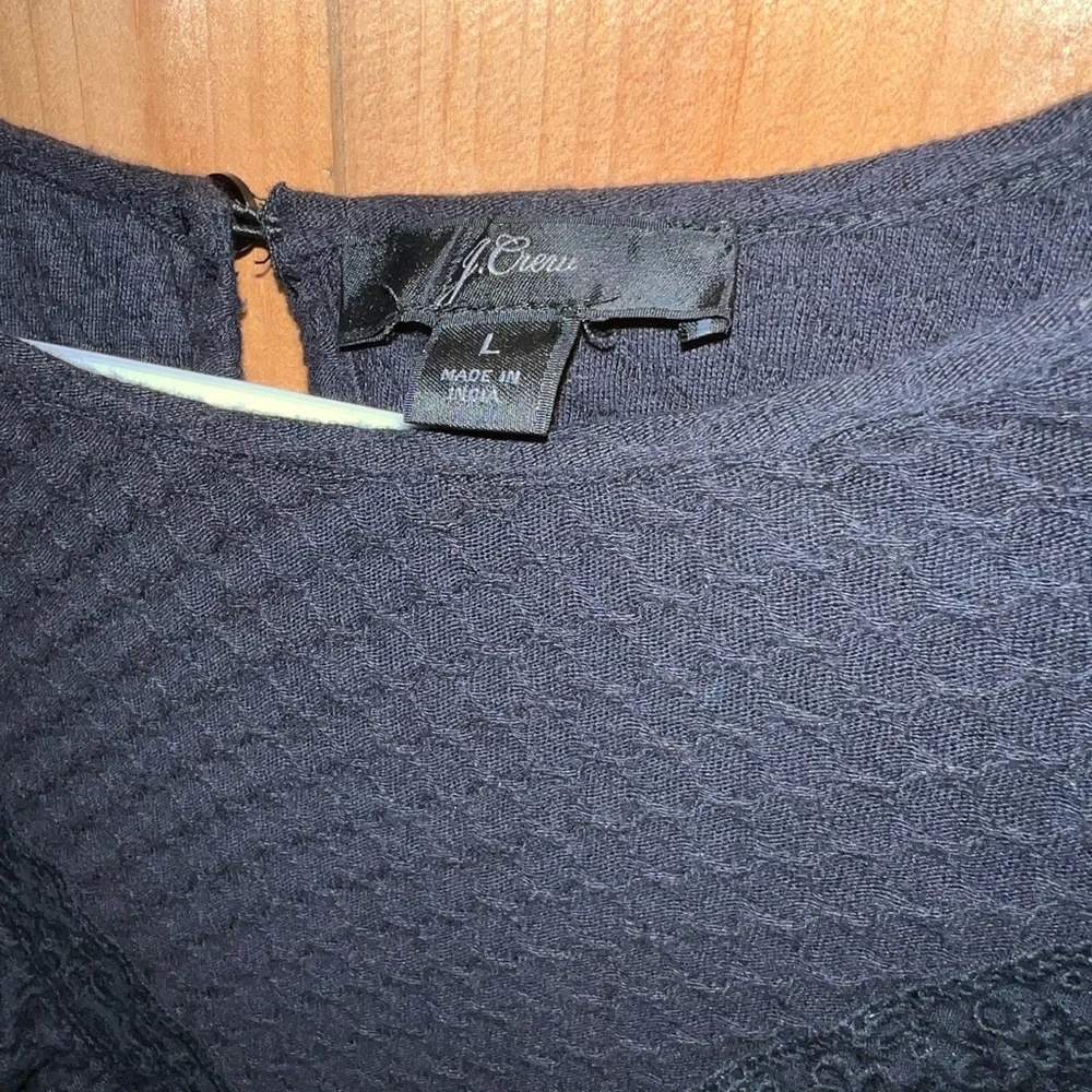 Large J Crew Black Ruffle Top - Picture 2 of 3